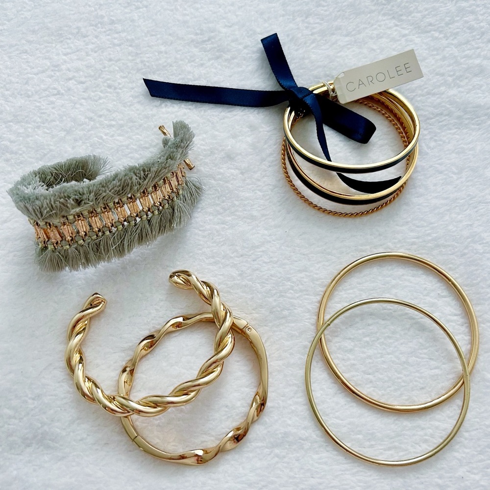 Assorted Gold Plated Stacking Bracelet Bangle Set